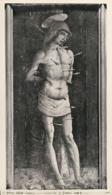 Böhm, Osvaldo — Venezia - Accademia 105 - C. Crivelli - S. Sebastiano particolare — particolare, san Sebastiano
